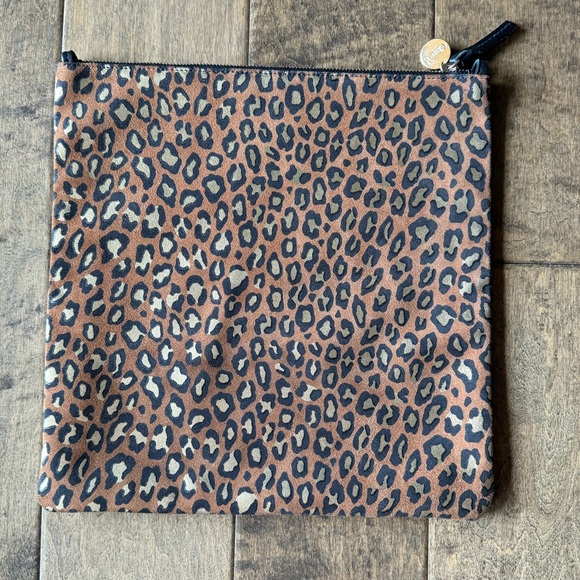 Clare V Foldover Clutch in Cognac Metal Cat, Leopard - Picture 5 of 5